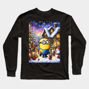 Merry Minions: Festive Christmas Art Prints Featuring Whimsical Minion Designs for a Joyful Holiday Celebration! Long Sleeve T-Shirt